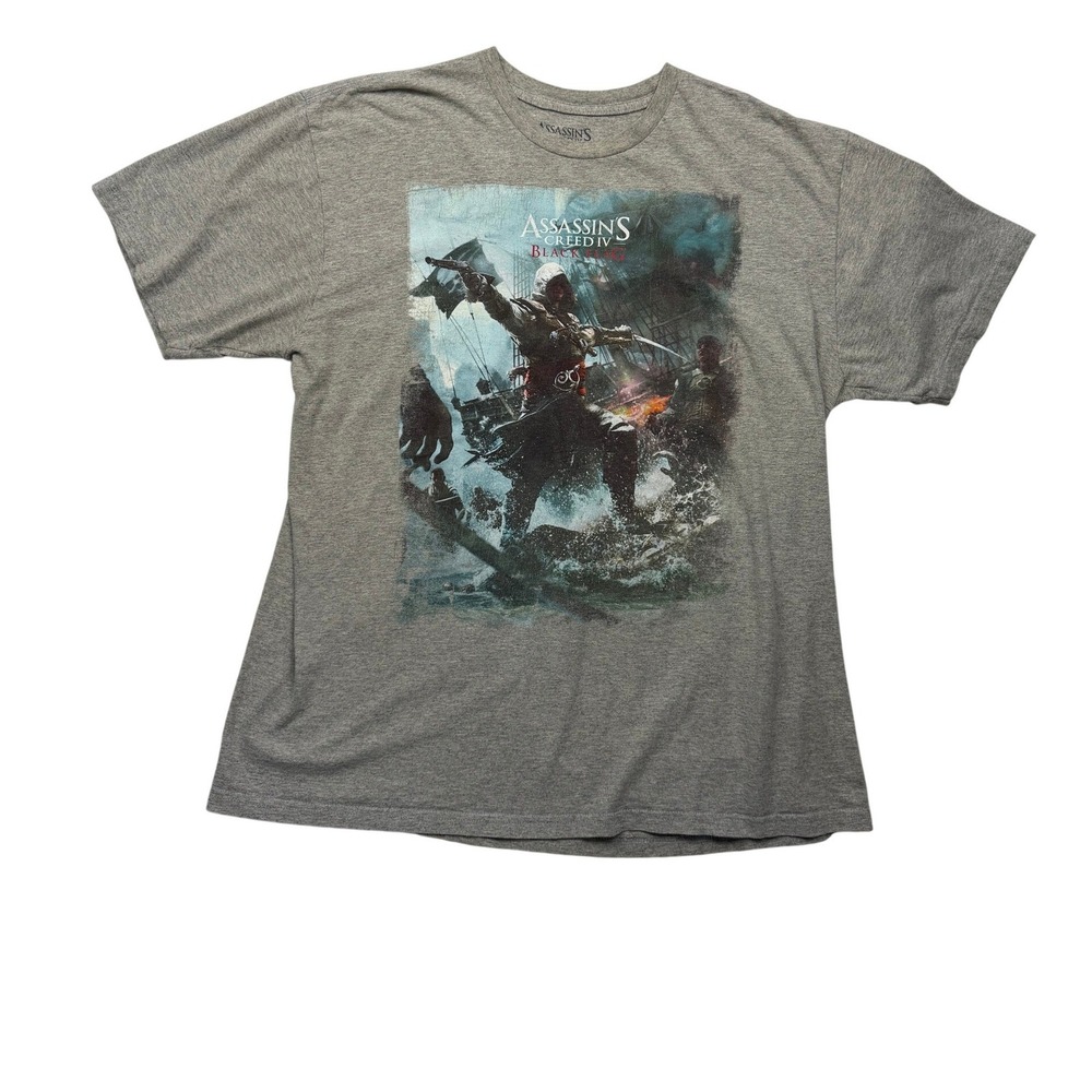 Assassin's Creed IV Black Flag Men's 2XL Gray Graphic T-Shirt Ubisoft 2013
